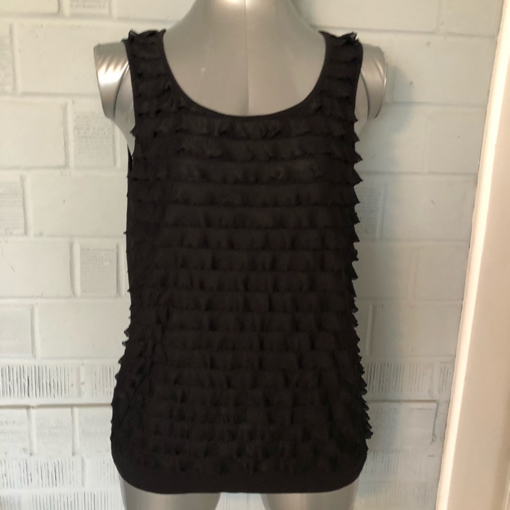 Pretty black Ruffle top by Loft , size L
